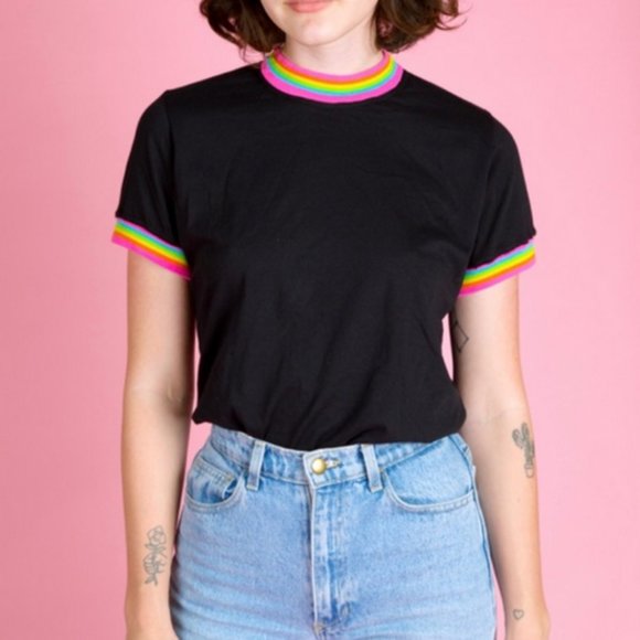 Big Bud Press Tops - Big Bud Press rainbow roll ringer tee